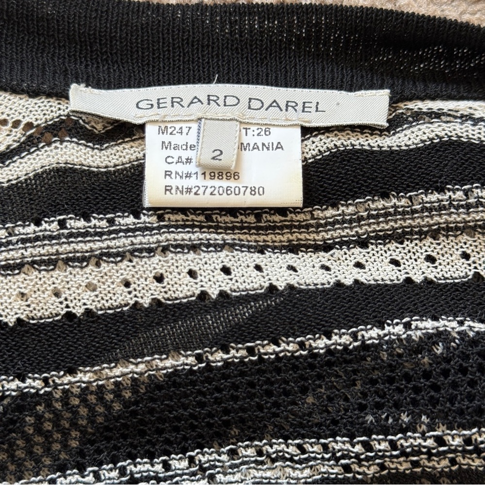 Gerald Darel Black & White Striped Long Cardigan Cozy Sz 2 - Picture 3 of 5
